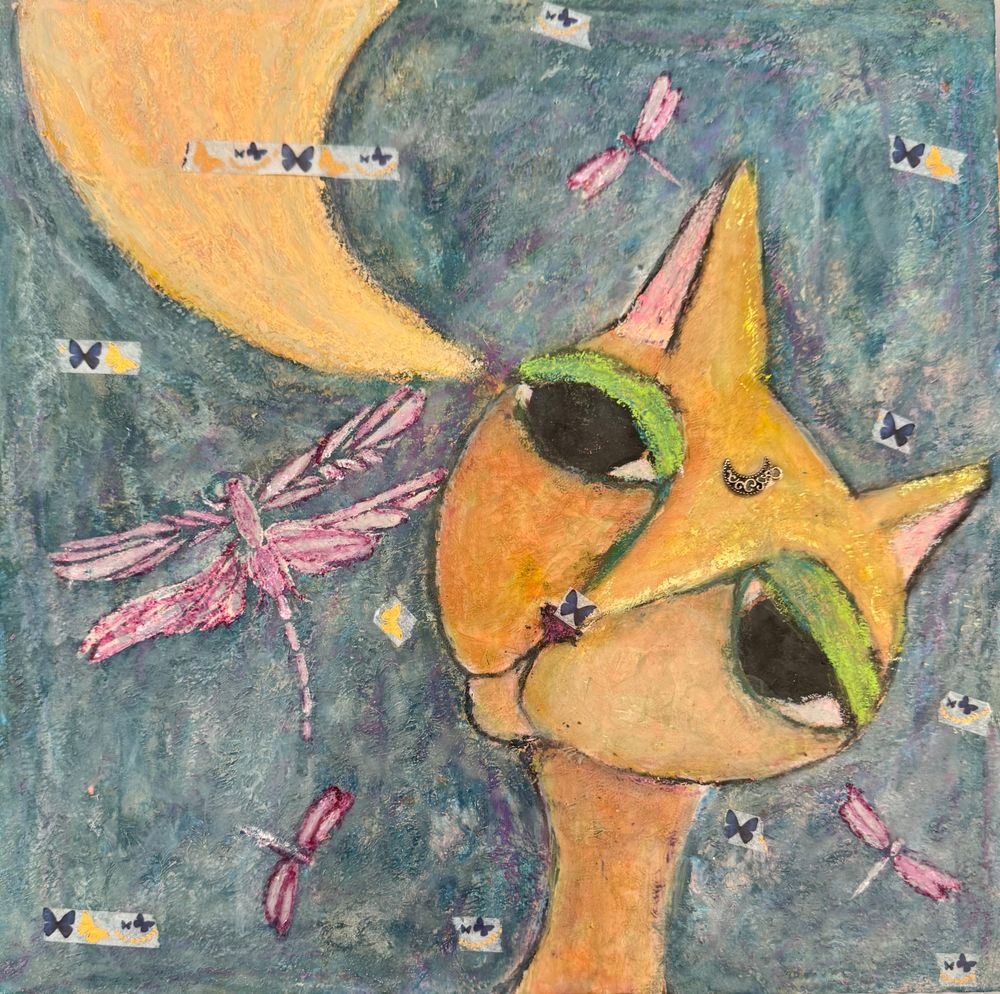 A Night Sky--12x12" MixedMedia painting on cradled hardboard
